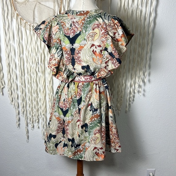 Chufy | Memories of Ancient Burma Flutter Sleeve Mini Dress Size Small - Picture 5 of 12